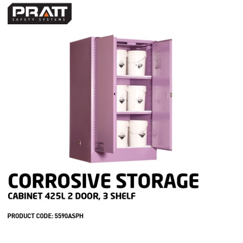 PRATT CABINET DG CORROSIVE LIQUID 3 SHELF 425L 1825 X 1115 X 865MM